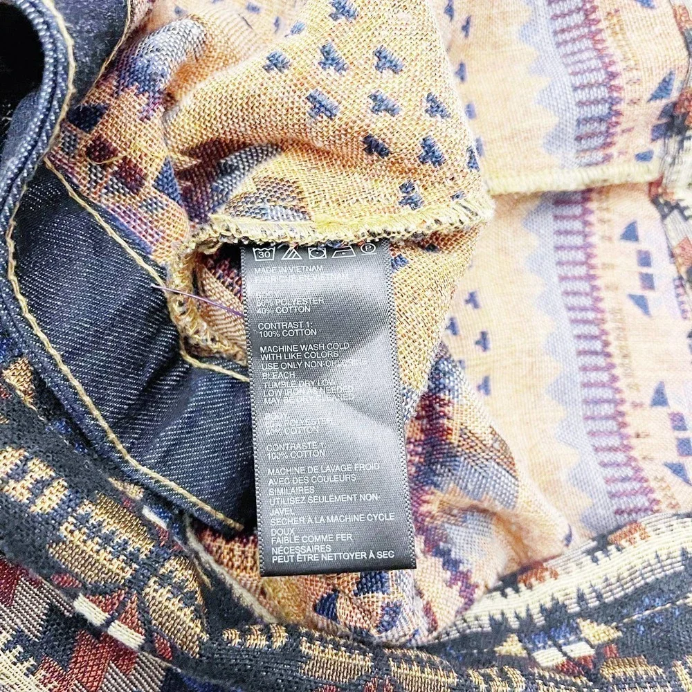 BDG Denim Skirt Native Woven Print Copper Buttons SZXL